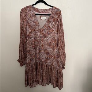 Anthropologie Sabia Flounced‎ Tunic Dress Balloon Sleeve Size Large